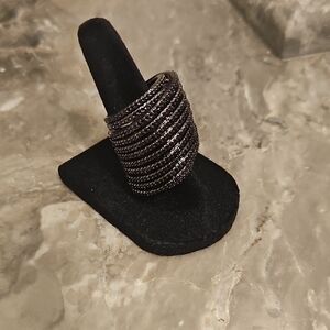 nOir Jewelry Black Multi-Row Pavé Wrap Ring